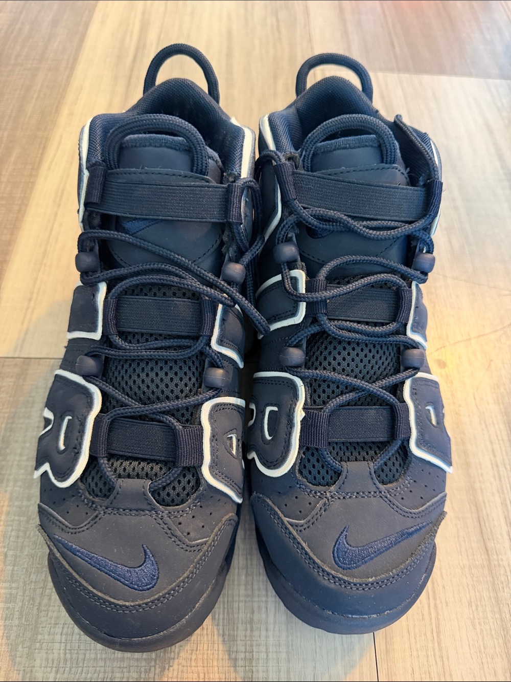Nike Kids Navy and White Athletic Sneakers with Strap
